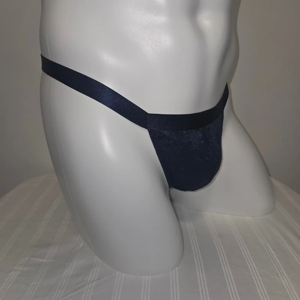Cosabella luxurious Mens Never Say Never Floral Lace G-String Navy Underwear